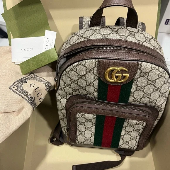 Gucci Ophidia GG Beige and Brown Backpack - Picture 1 of 5